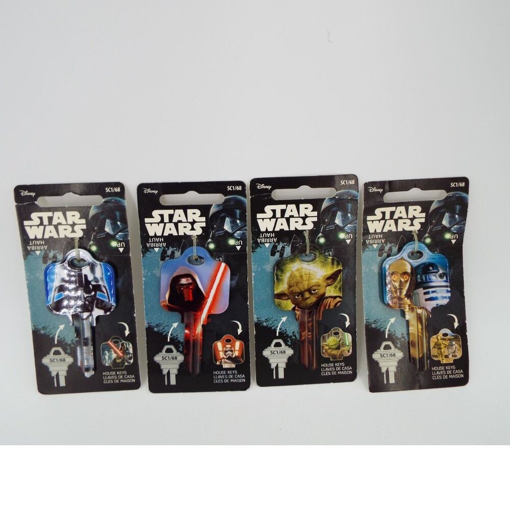 Disney Star Wars House Keys Set of 4 Darth Vader First Order Yoda C3PO and R2D2